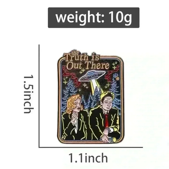 Retro 90s X-Files Enamel Pin - Mulder  & Scully The Truth Is Out There Collector - Picture 6 of 7